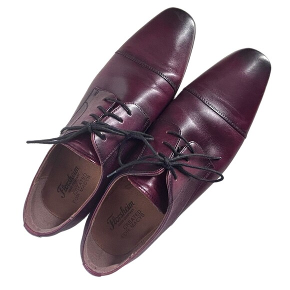 Florsheim Dress Shoes Mens Size 11 Burgundy Leather Textured Cap Toe Oxford main image 5